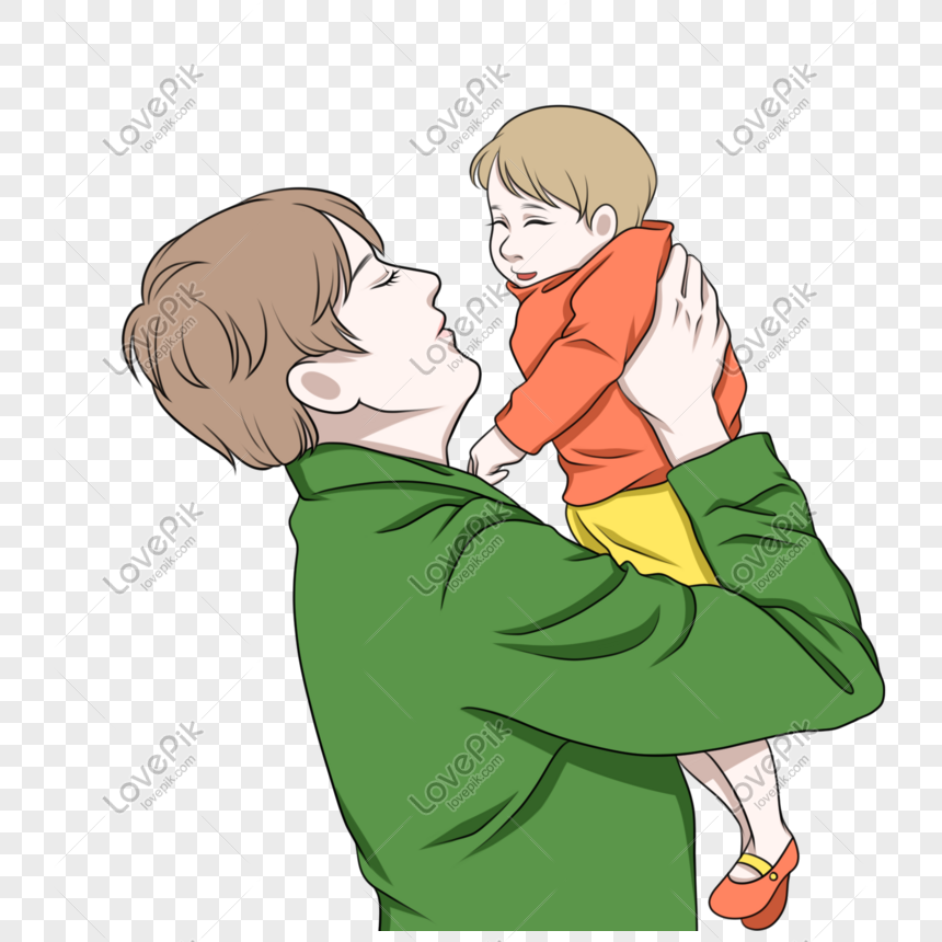 Gambar Ayah Menggendong Bayi Yang Berinteraksi Ayah Png Unduh Gratis