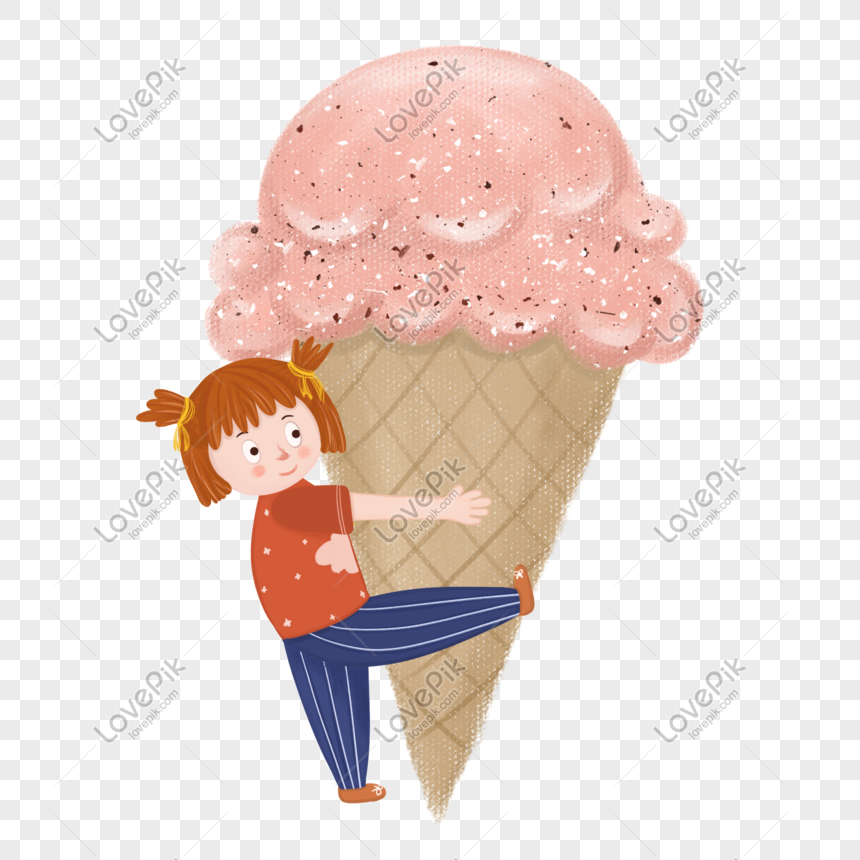 Summer Girl Holding Ice Cream Png Image Psd File Free Download Lovepik