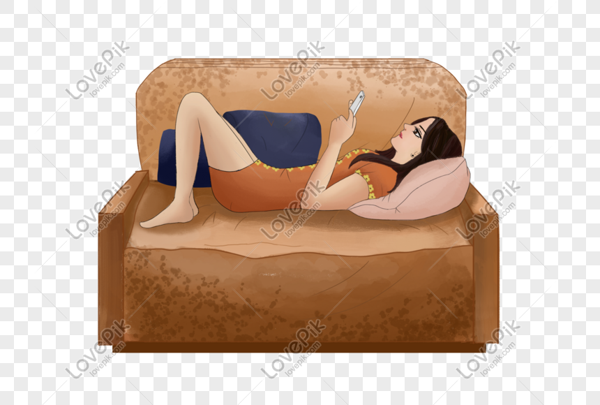 mujer joven con aspiradora recargable sentada en el sofá y usando el  teléfono celular en casa 11870401 Foto de stock en Vecteezy