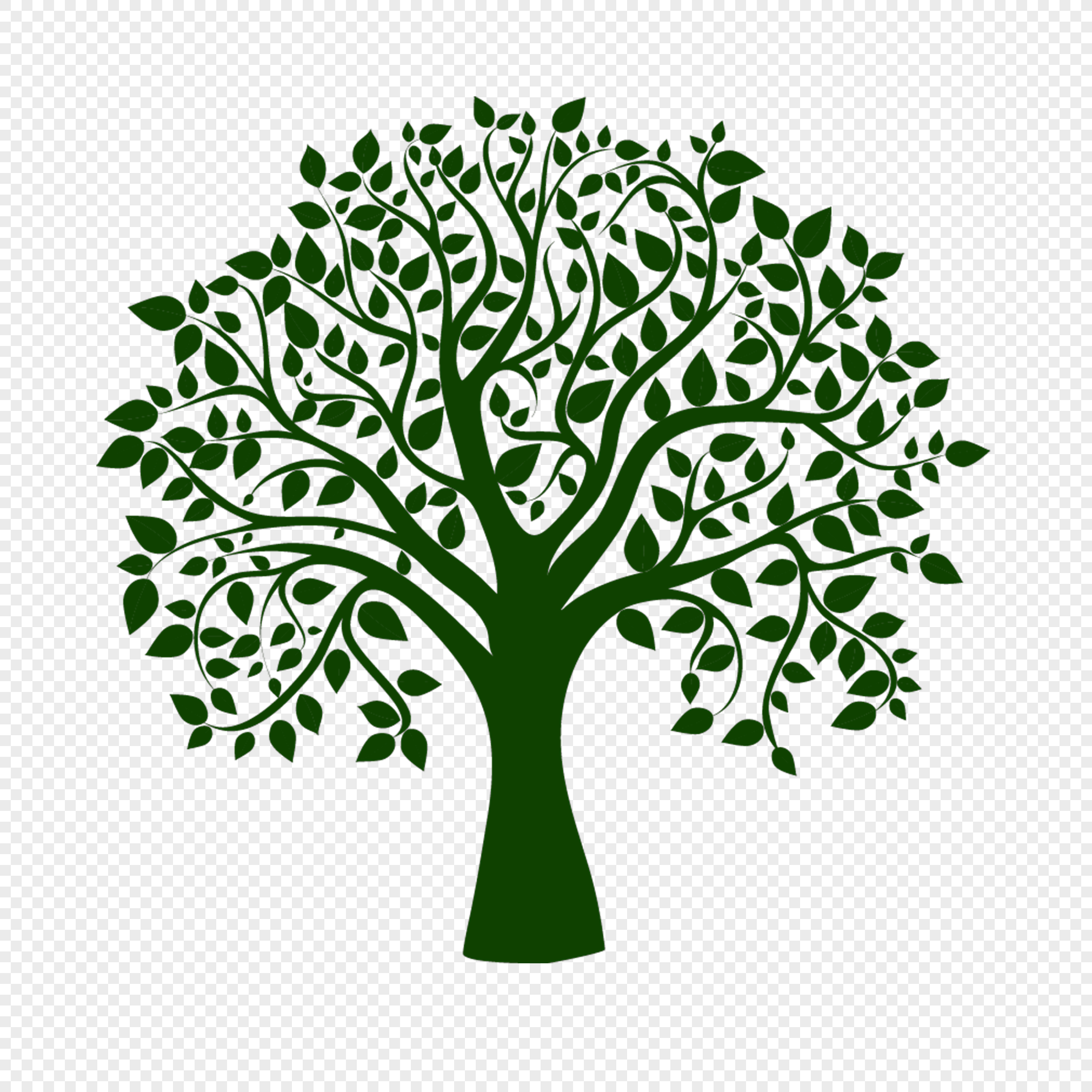 Green trees silhouette elements, tree, simple tree, green posters png picture