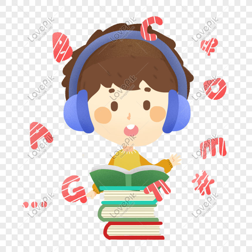 เด็กผู้ชายในช่วงฤดูร้อนที่ฝึกหูฟังฝึกฝนการพูดภาษาอังกฤษ Png  สำหรับการดาวน์โหลดฟรี - Lovepik