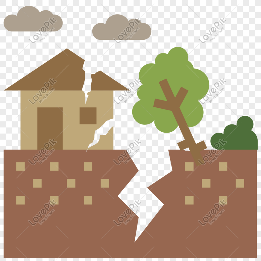 Cartoon House Trees In Earthquake Png Image Picture Free Download 401473810 Lovepik Com
