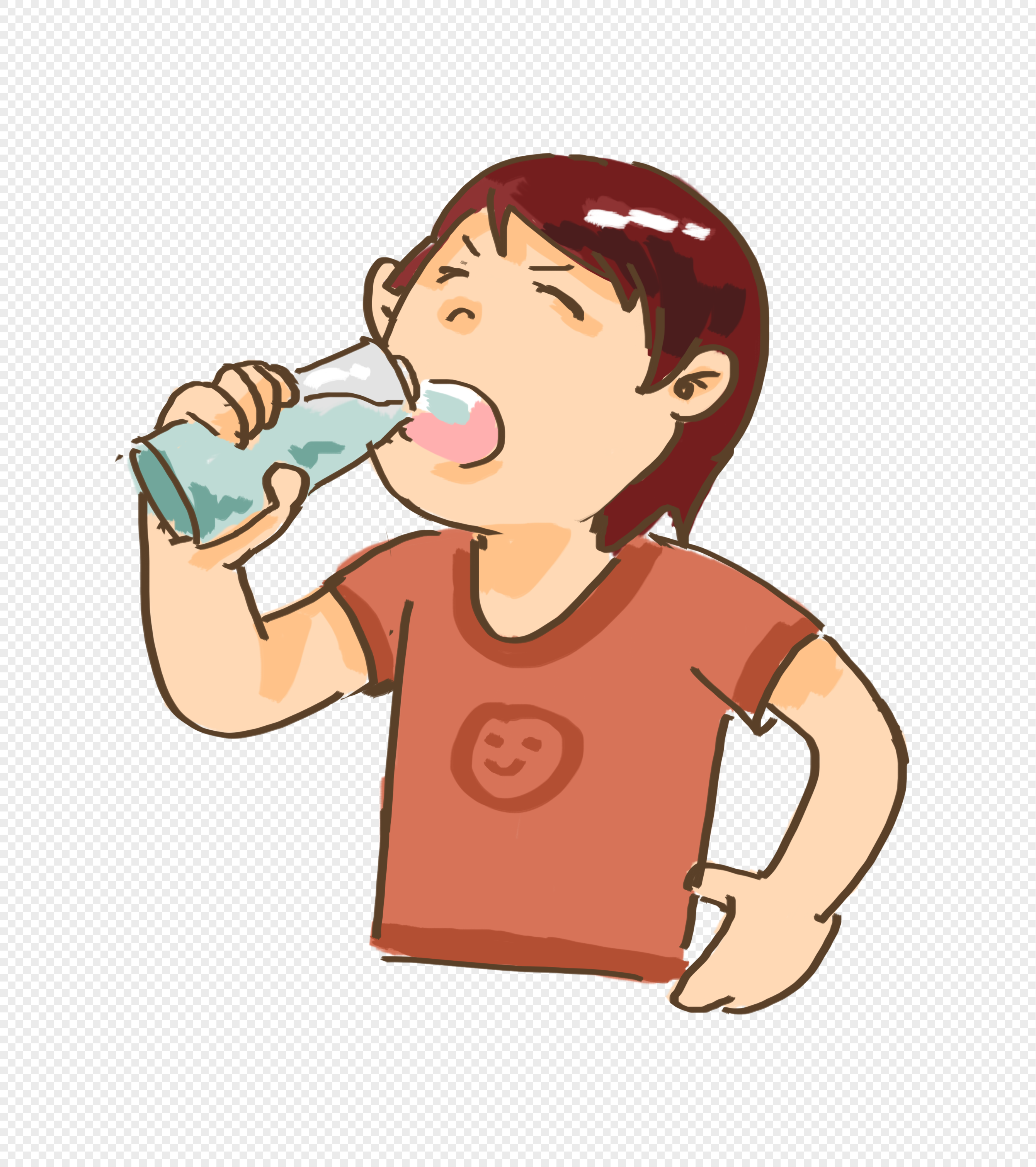 运动口渴的女人喝干净的水插画图片素材_ID:400005420-Veer图库