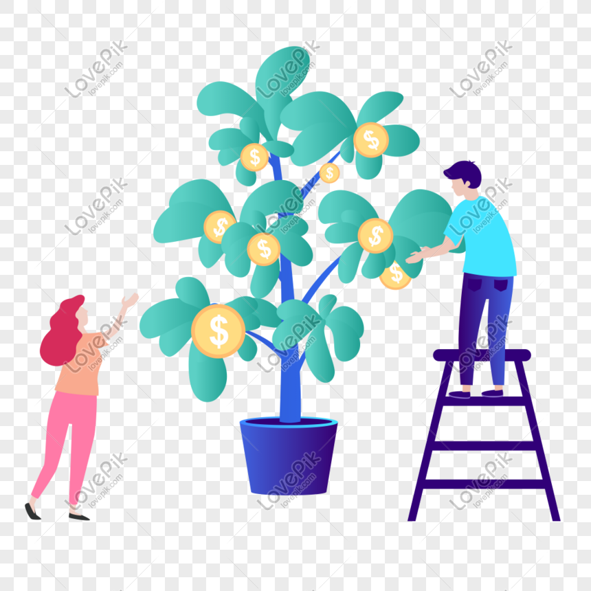 Man And Woman Picking Money On Money Tree PNG Image And Clipart Image For  Free Download - Lovepik | 401482608