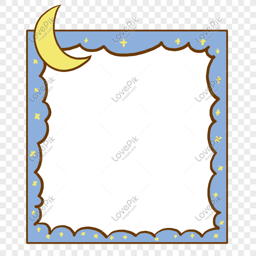 Hand drawn fresh moon clouds stars border png image_picture free ...