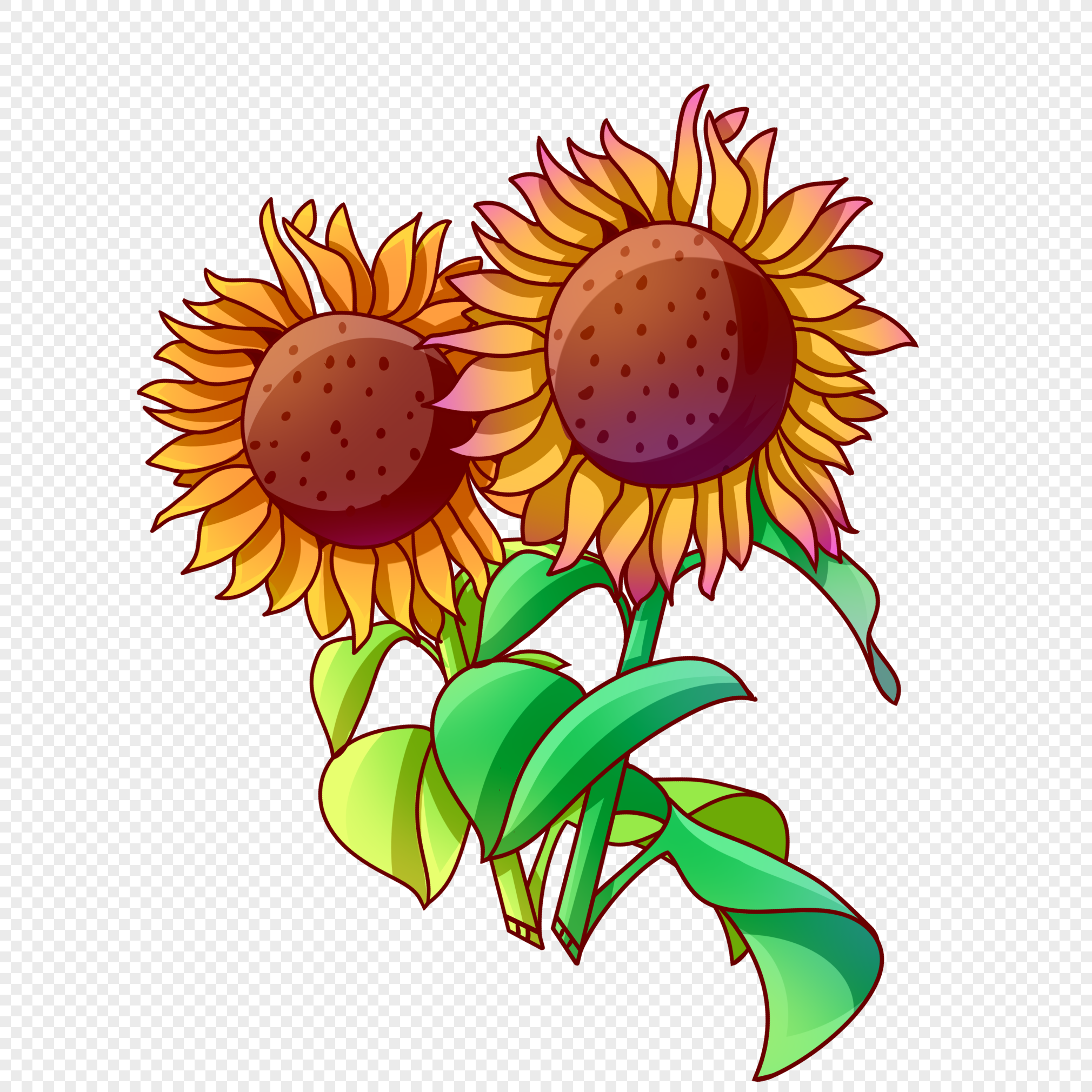 Cartoon Sunflowers 3d PNG