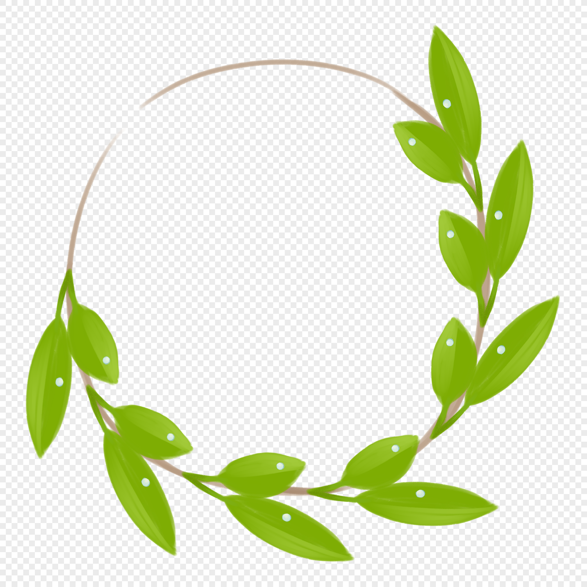 Hand Drawn Round Leaf Border, Round Border, Laurel Hill, Leaves PNG ...