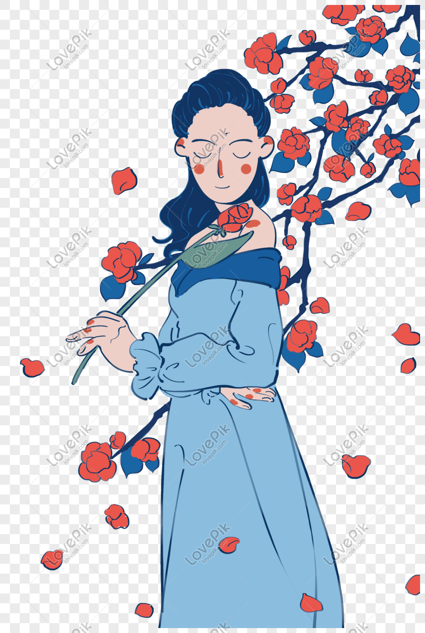 Girl And Flower Series, Girl, Flower, Rose PNG White Transparent And ...