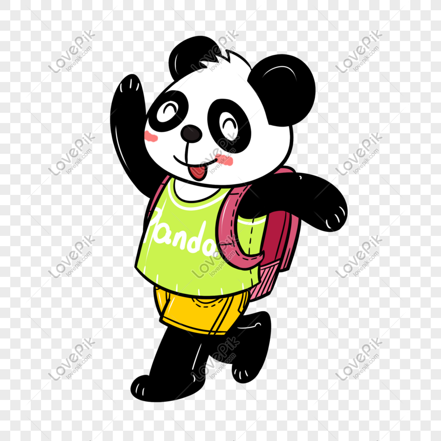 The Little Panda Is Happy To Go To School During The School Seas Png Image Picture Free Download Lovepik Com