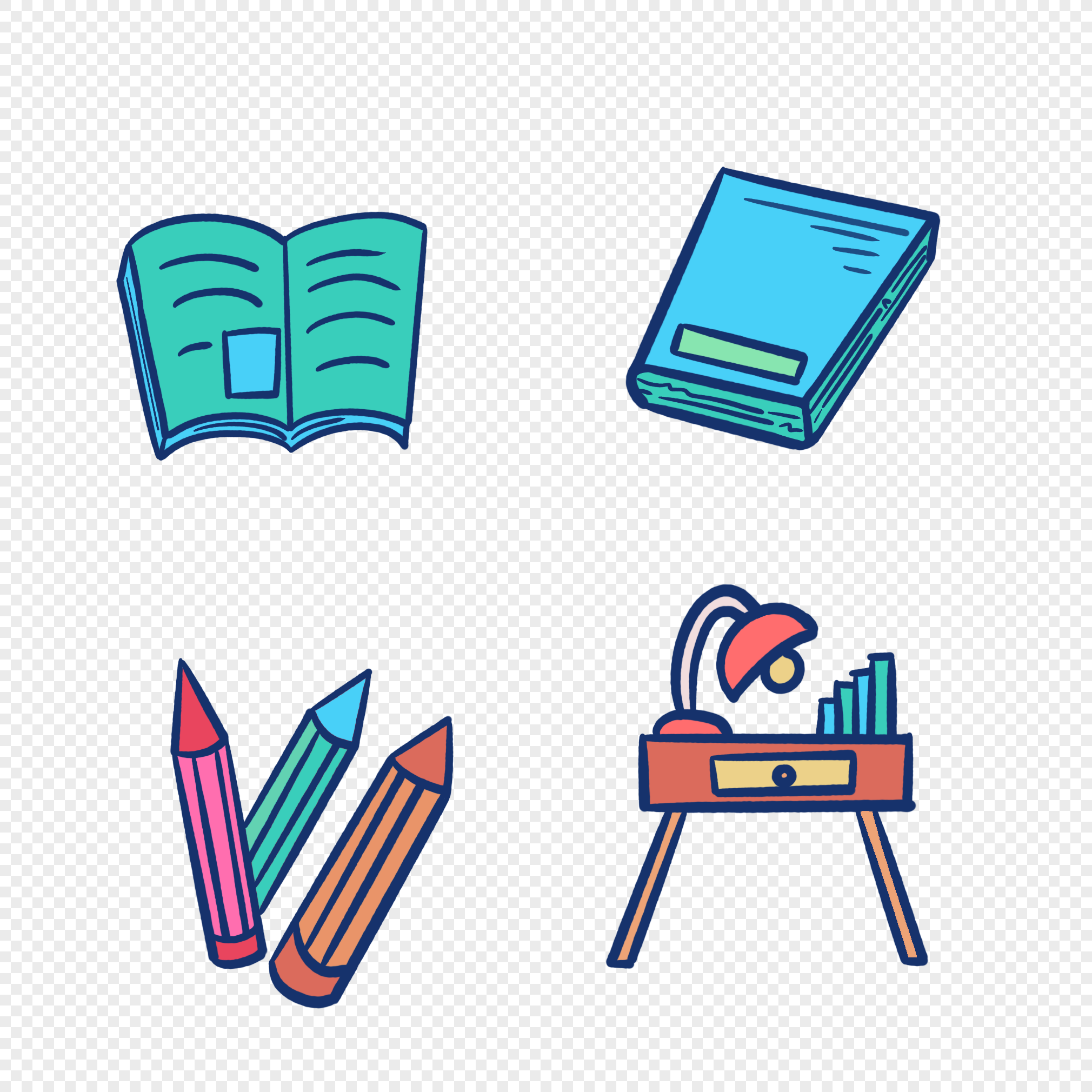 Must-have crayon desk textbook for the beginning of the school s, Books,  textbooks,  notebooks png image free download