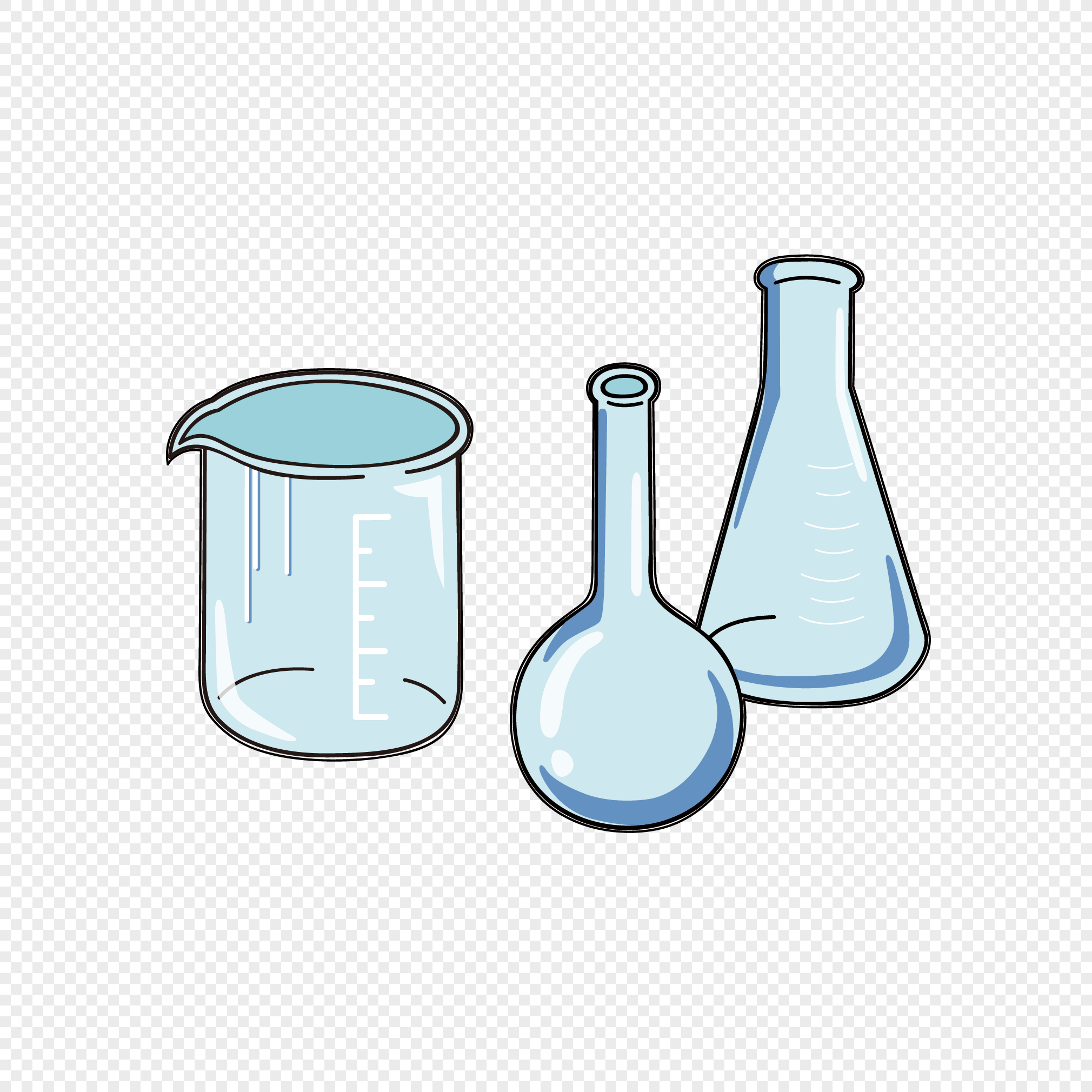 Химическая посуда на прозрачном фоне
