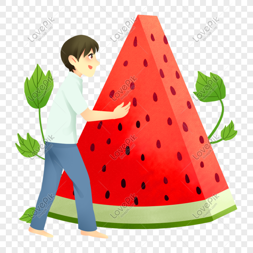 Boy With Watermelon, Boy, Watermelon, Slice Watermelon PNG Transparent ...