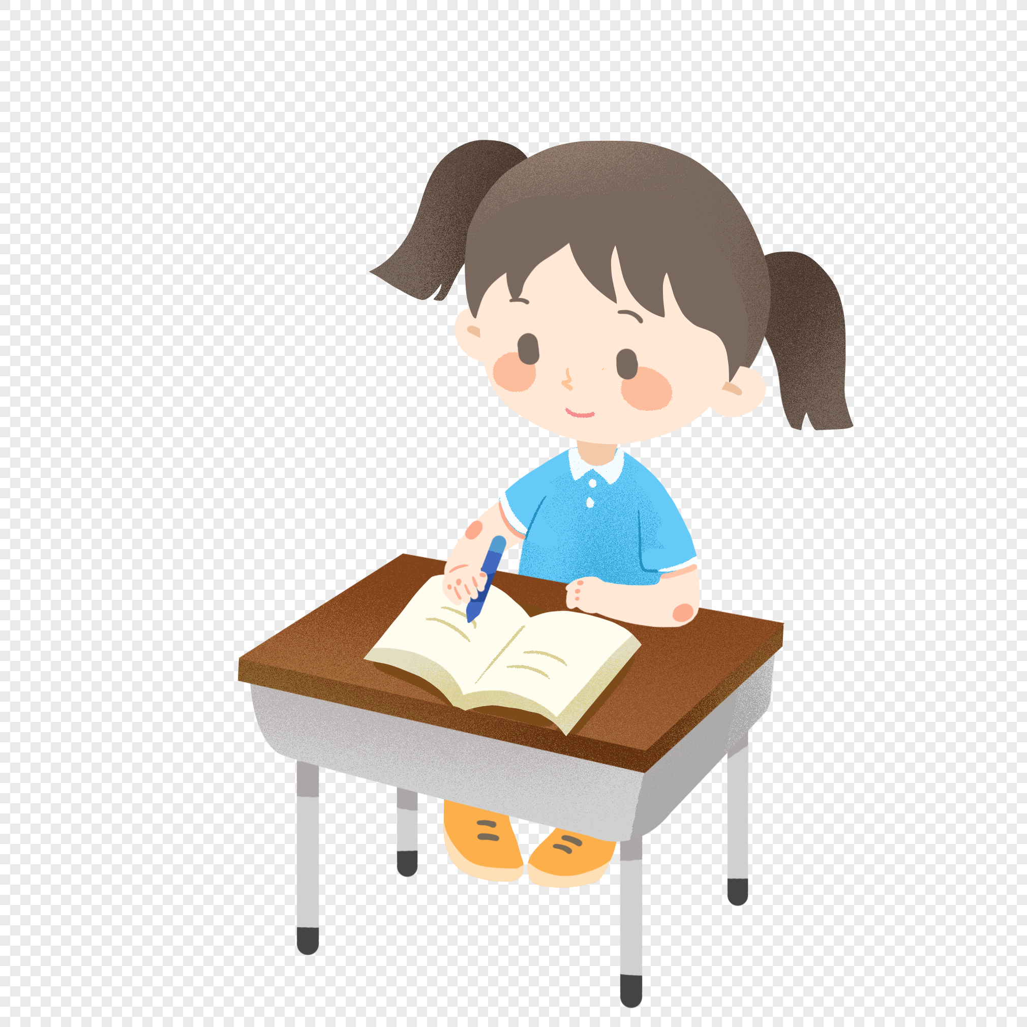 Girls who are doing homework during the school quarter, student, and homework, desk png transparent background