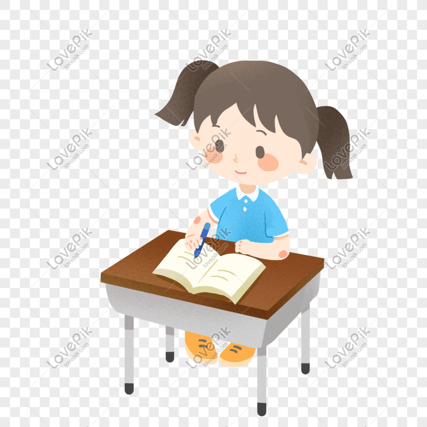 Girls Who Are Doing Homework During The School Quarter Png Image Psd File Free Download Lovepik