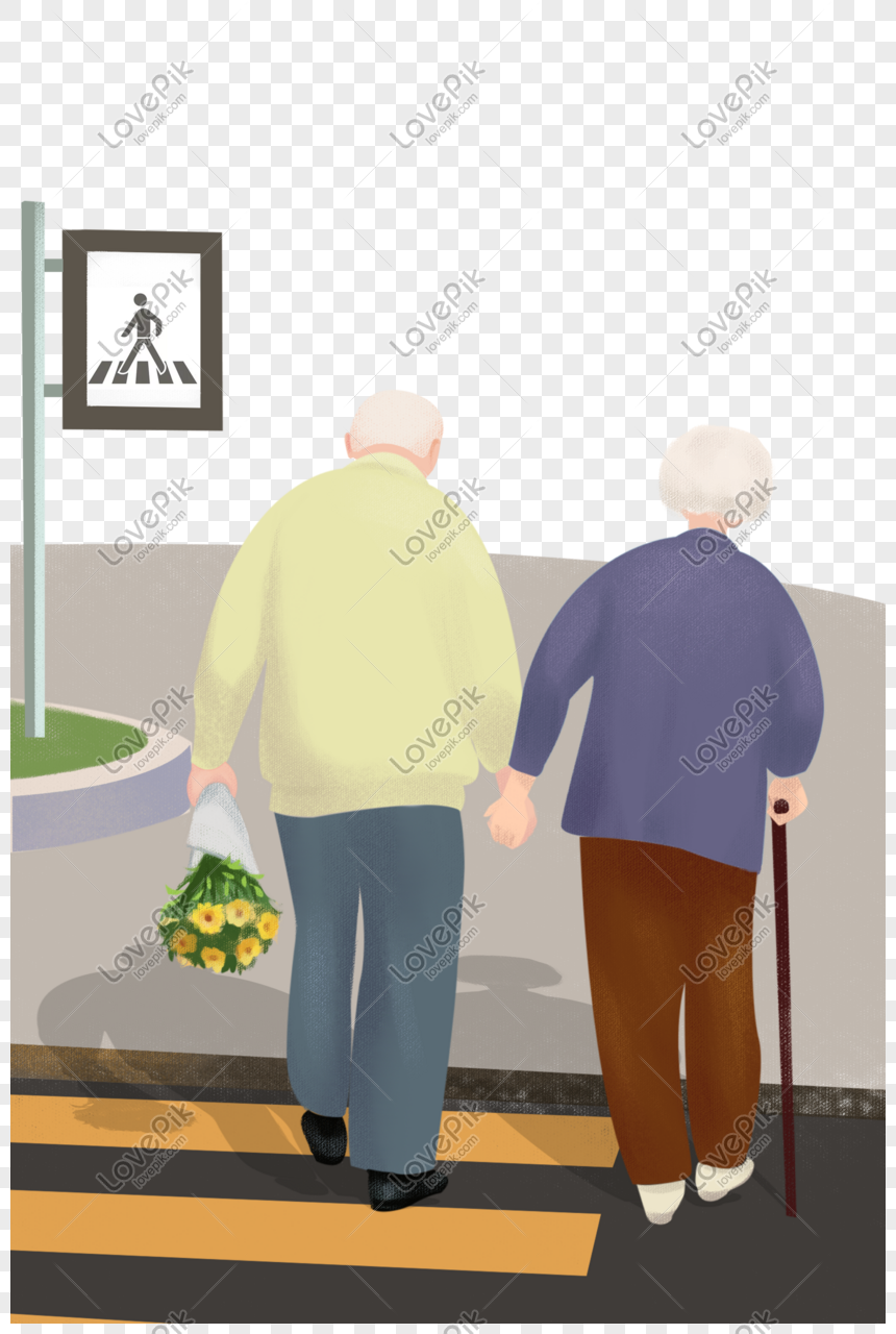 道を渡って手を取り合って幸せな老夫婦イメージ グラフィックス Id Prf画像フォーマットpsd Jp Lovepik Com