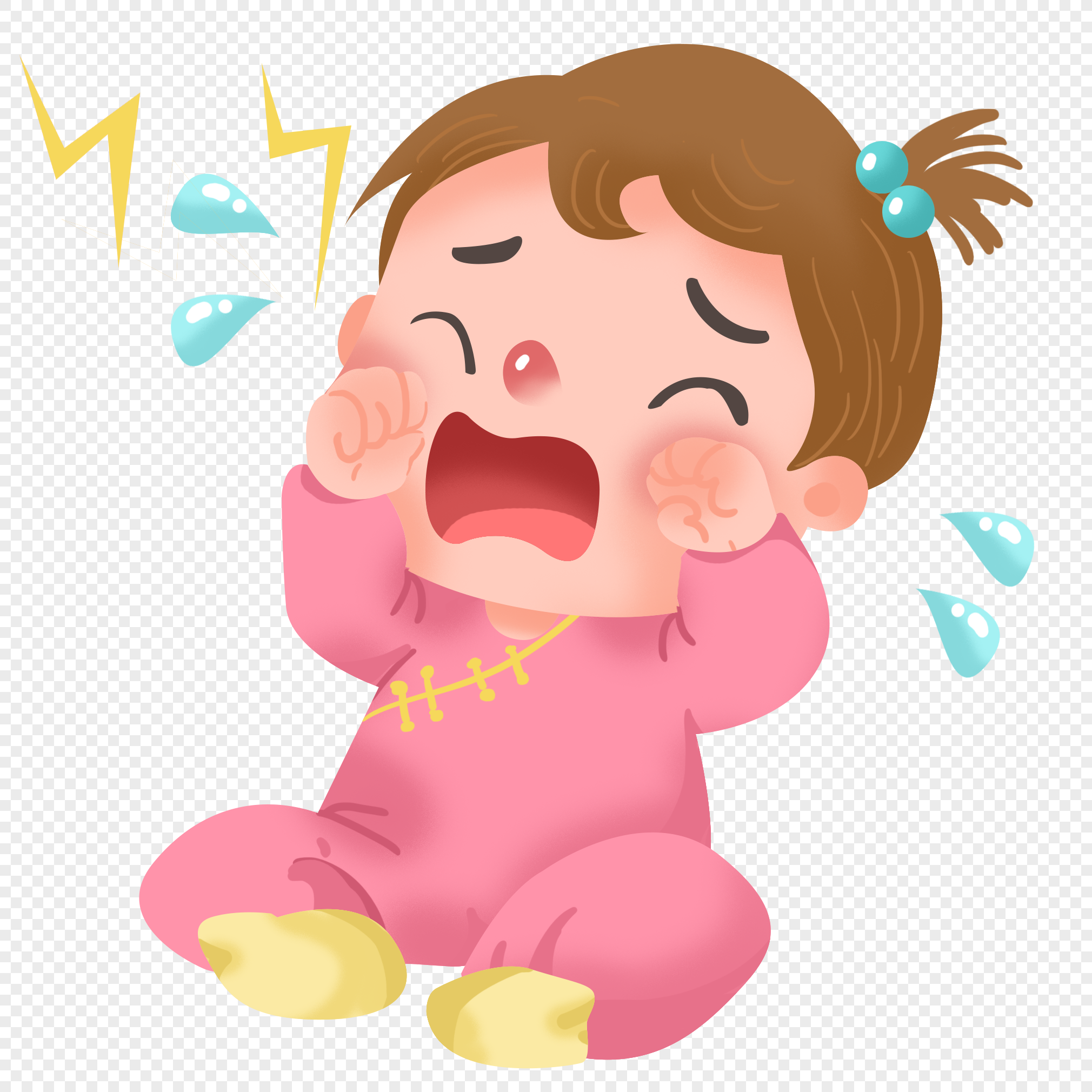 Illustration De Bébé Femelle Qui Pleure PNG , Pleurer Des Cliparts