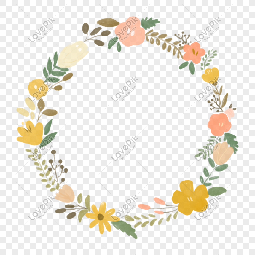 Plant Wreath Flower Border, Wreath Border, Flower Border, Hand-painted ...