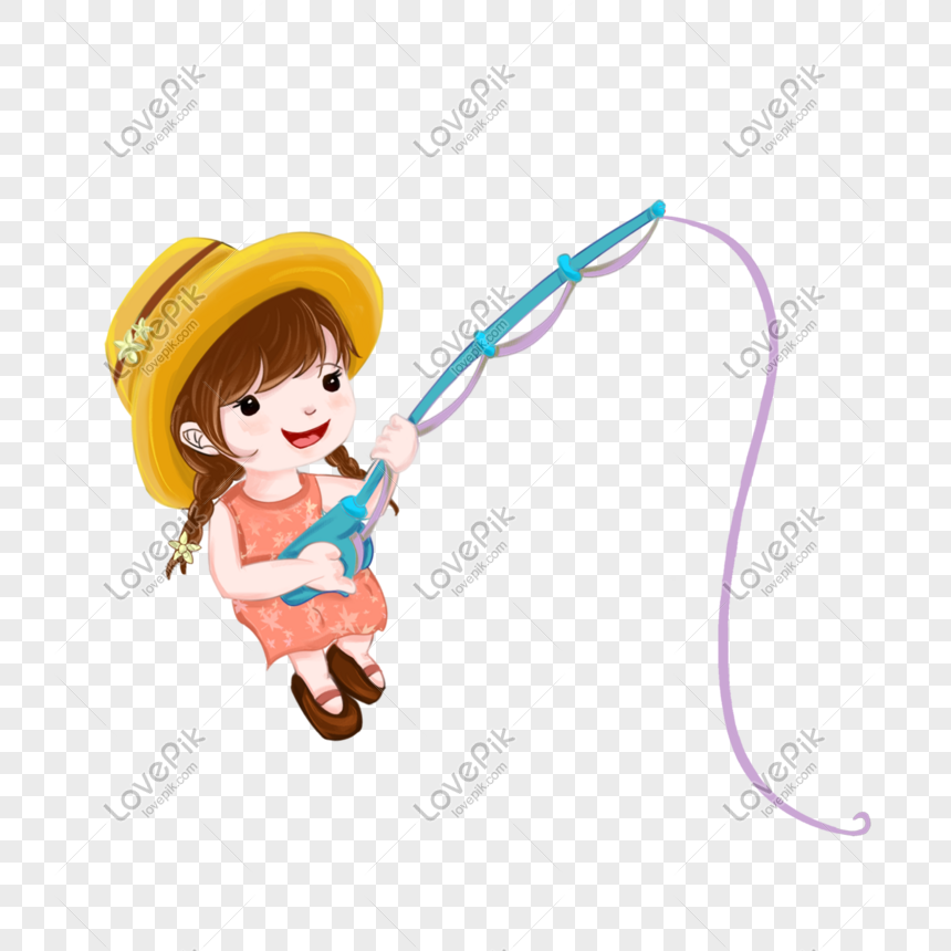 Girl Wearing A Straw Hat Fishing, Fish, Hat, Free PNG Picture And Clipart  Image For Free Download - Lovepik