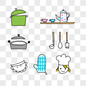 Gambar Kartun Perlengkapan  Dapur 