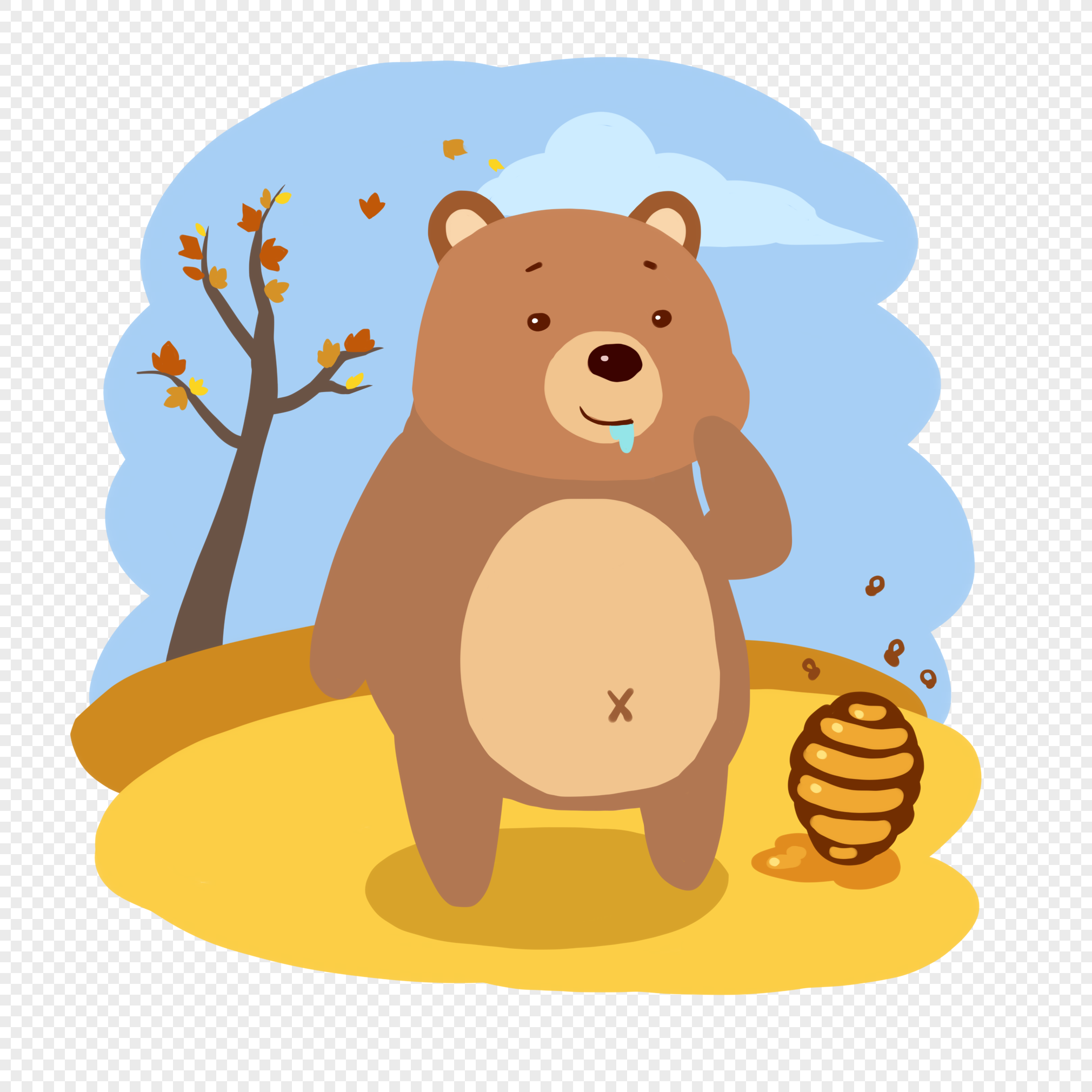 Медведь с мёдом векторный Графика