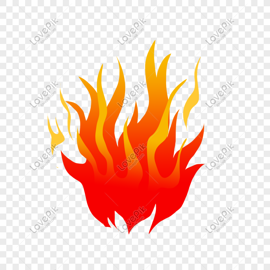Ilustração de chama vermelha e amarela, desenho de combustão de