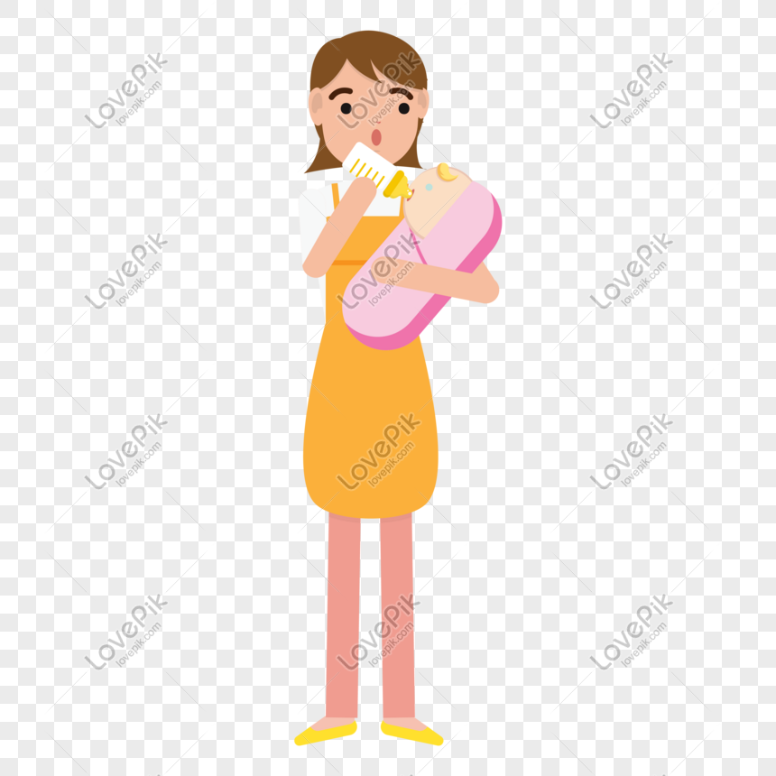 Cartoon Cute Mom Feeding Baby Drinking Milk Free PNG And Clipart Image For  Free Download - Lovepik | 401536379