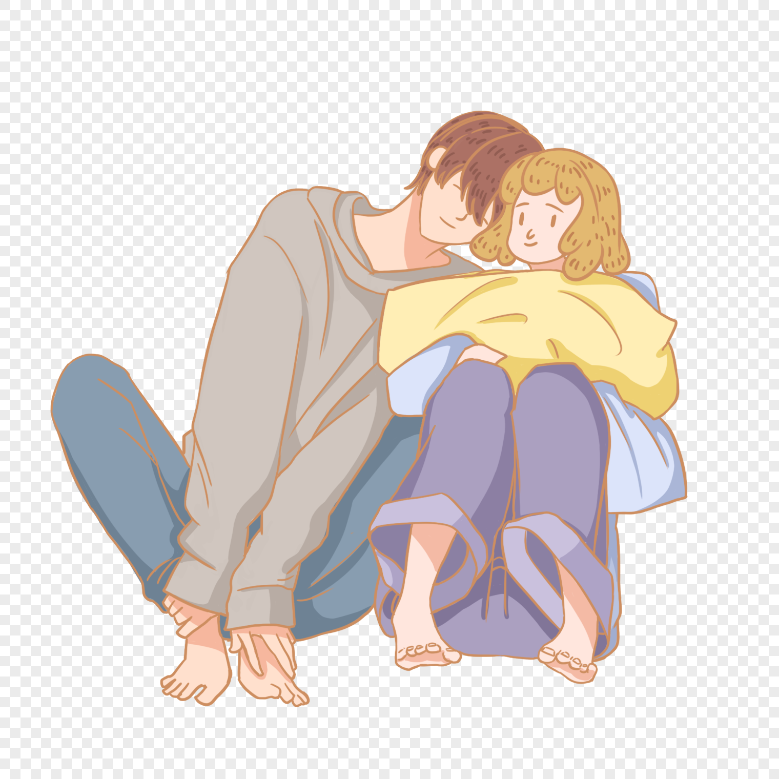Couple Cuddling Isolated Woman And Man Hand Drawn Vector Beloved Male And  Female Girlfriend And Boyfriend On Date Loving Each Other Family Of Wife  And Husband Amorousness And Fondness And. Royalty Free