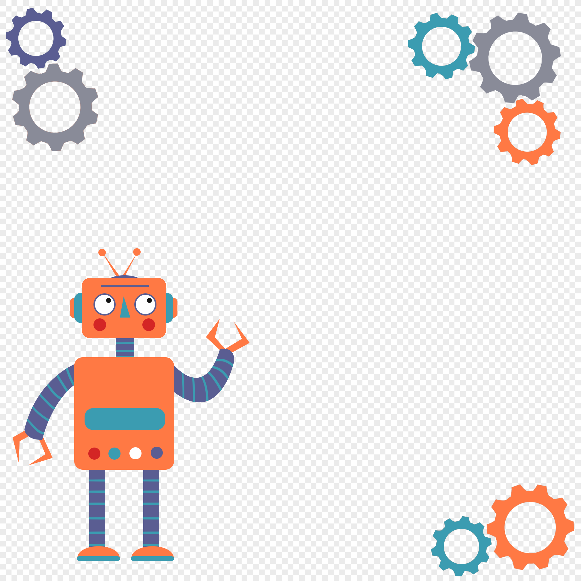 Hand Drawn Robot Decorative Border PNG Image & PSD File Free Download ...