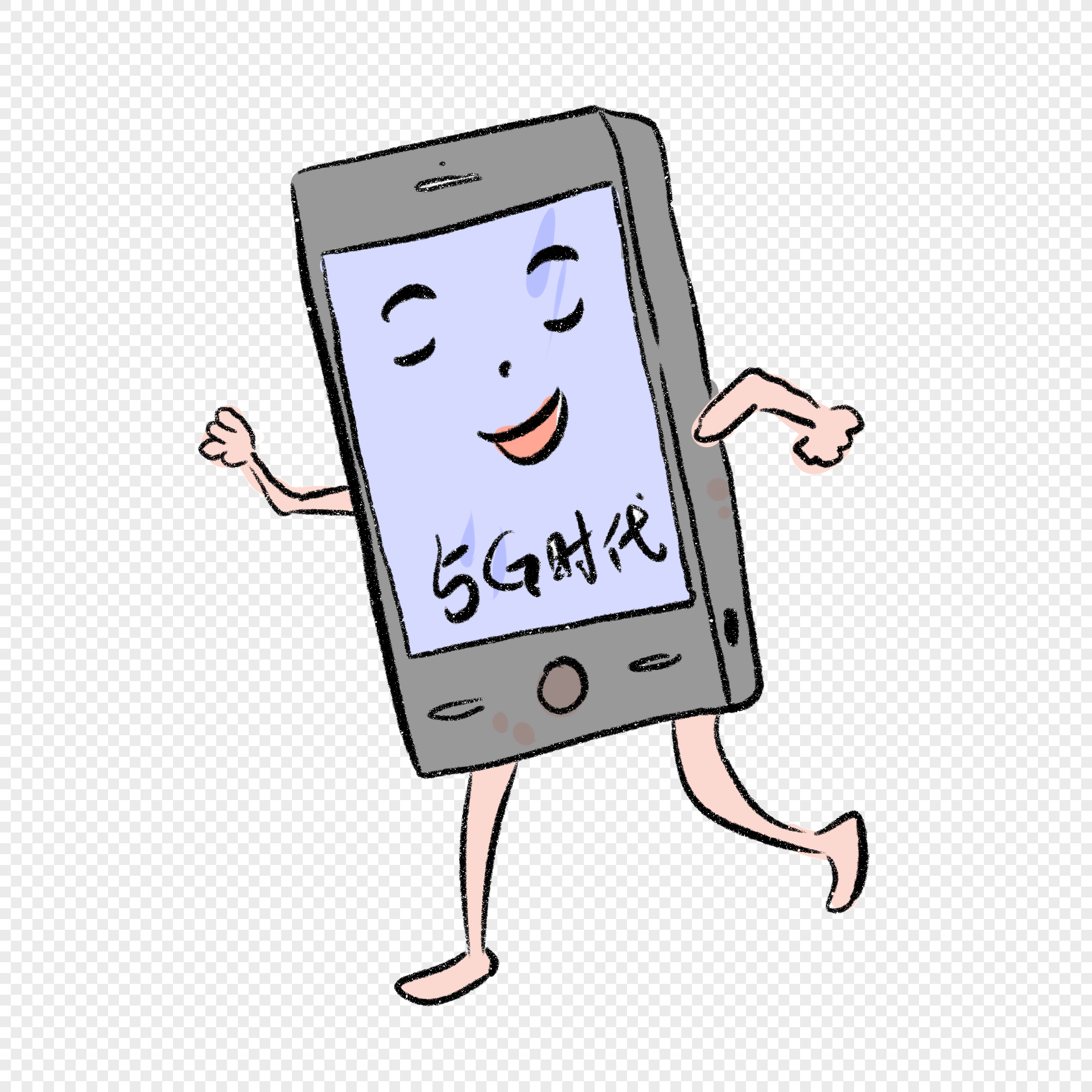 Unsur Telefon Bimbit 5g Kartun Yang Ditarik Tangan gambar unduh gratis