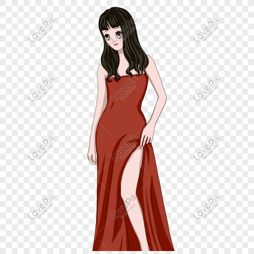 Mujer Sexy En Vestido Rojo PNG Imágenes Gratis - Lovepik
