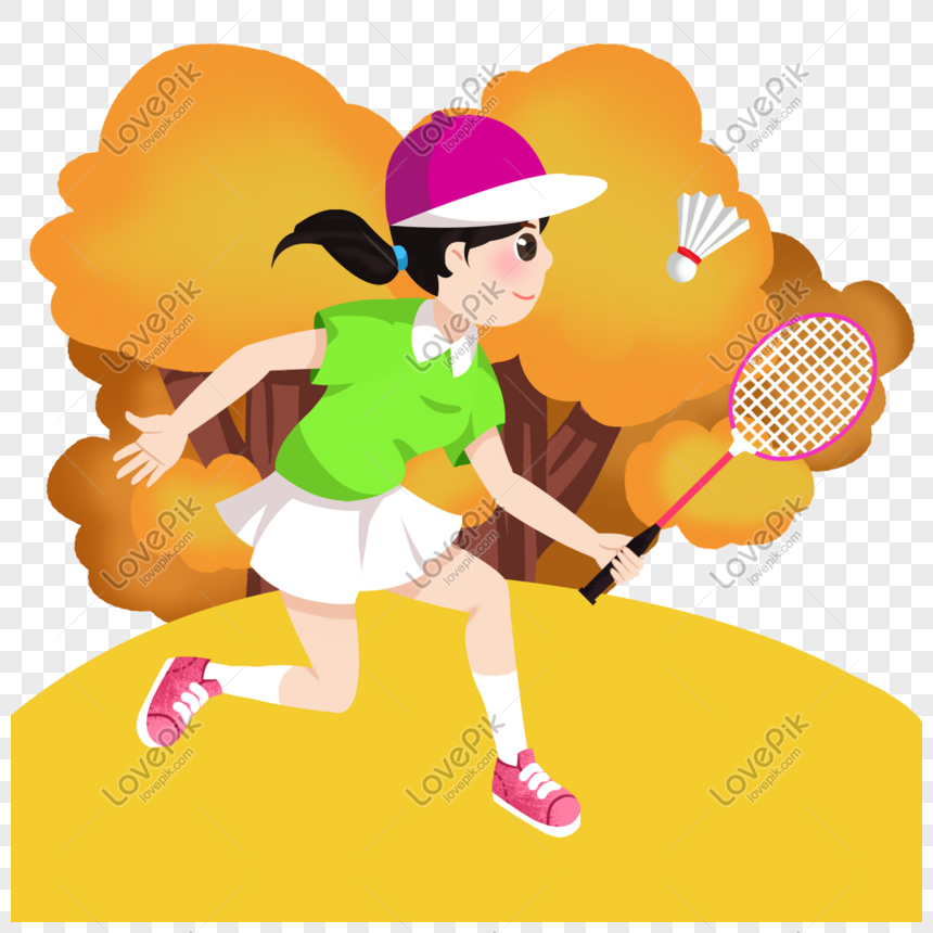 Cartoon Girl Playing Badminton In Autumn Day PNG Hd Transparent Image And  Clipart Image For Free Download - Lovepik | 401548744
