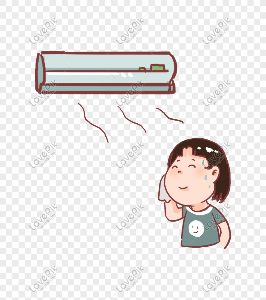 Girls Blowing Air Conditioners On A Hot Summer Day Png Image Psd File Free Download Lovepik 401548783