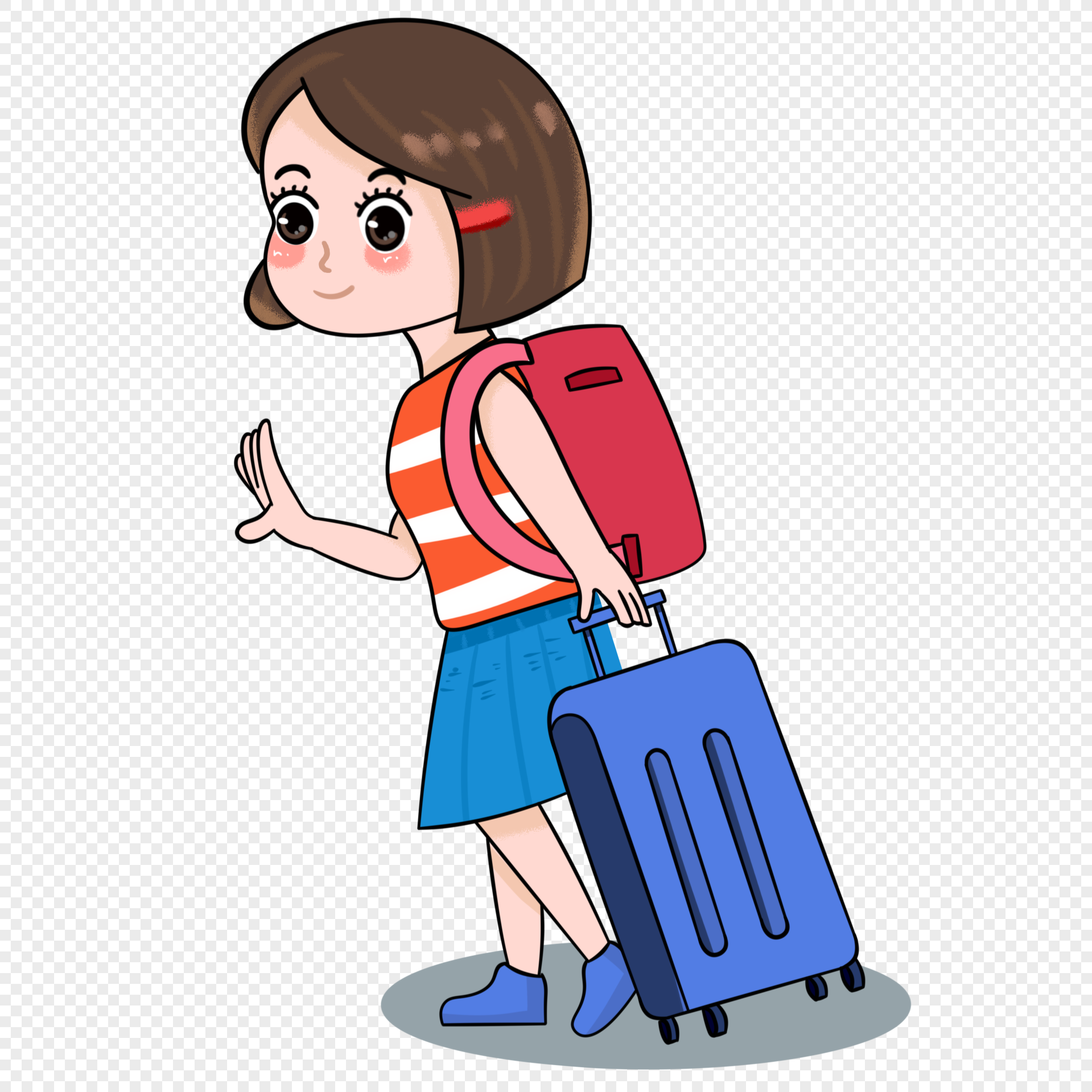 Children Dragging Their Suitcases PNG White Transparent And Clipart ...