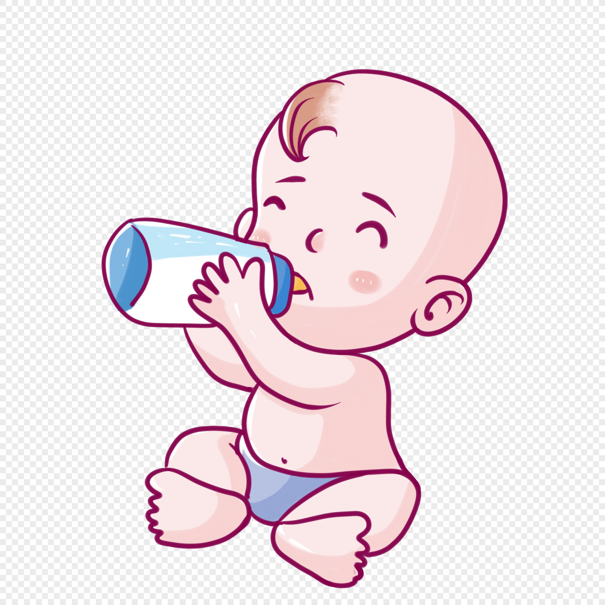 Рисунок малыш пьет молоко