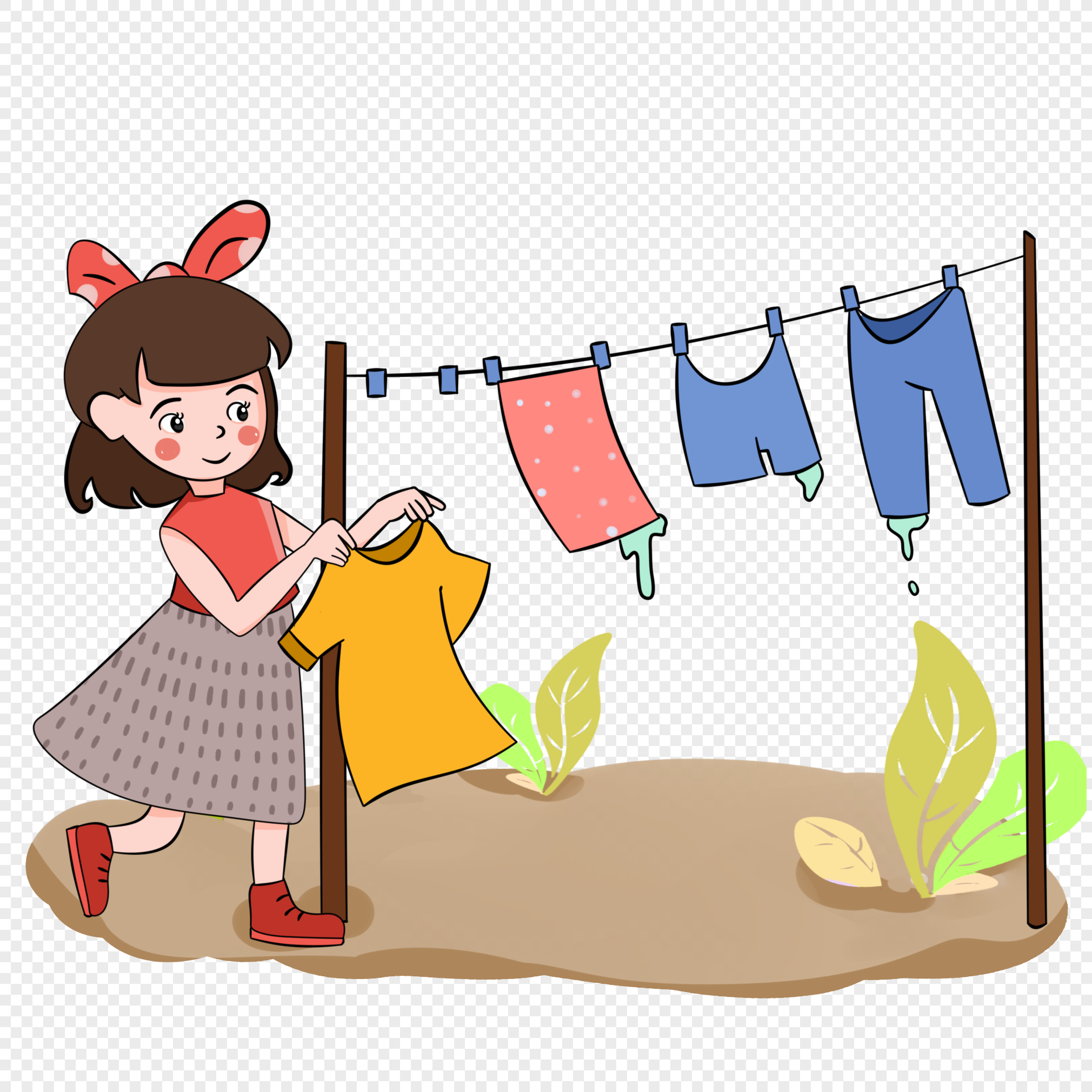 Ребенок стирает одежду рисунок