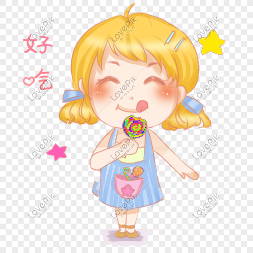 Cartoon Blonde Hair Girl Eating Lollipop PNG Image And Clipart Image For  Free Download - Lovepik | 401550298