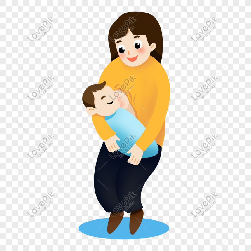 Mama Sueter Amarillo De Dibujos Animados Con Bebe Imagenes De Graficos Png Gratis Lovepik