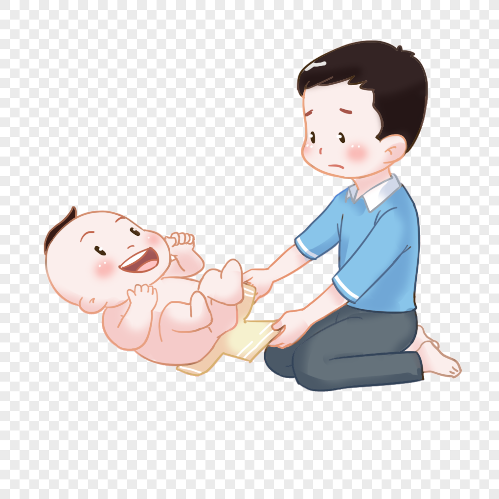 Dad Changes The Diaper For The Child PNG Transparent Image And Clipart ...