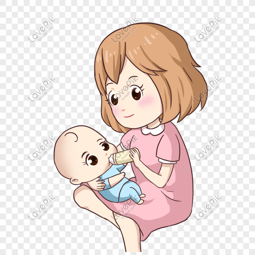 Cartoon Mother And Baby Holding Baby Feeding PNG Free Download And Clipart  Image For Free Download - Lovepik | 401565263