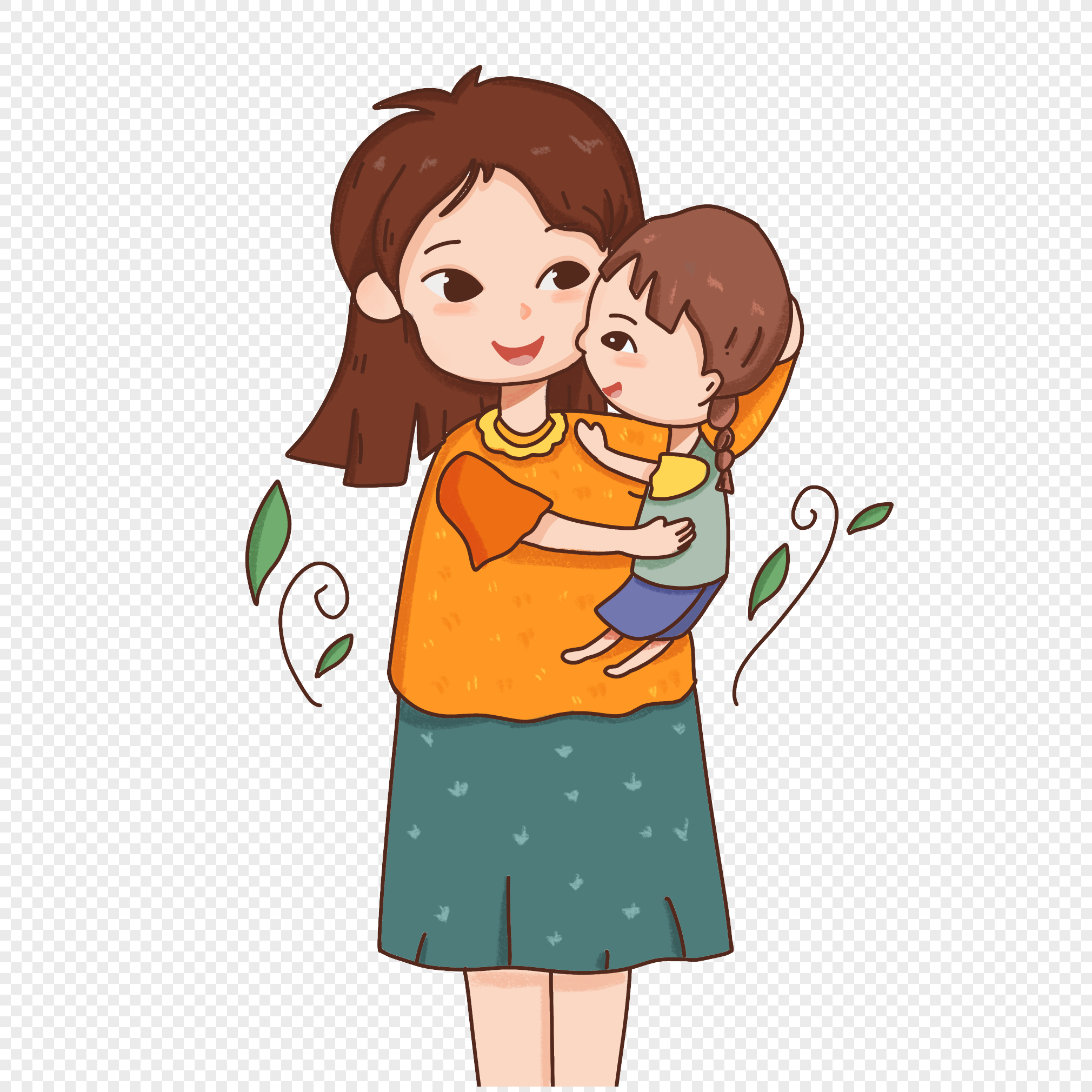 Hand Drawn Mother Holding Child PNG Transparent Image And Clipart Image ...