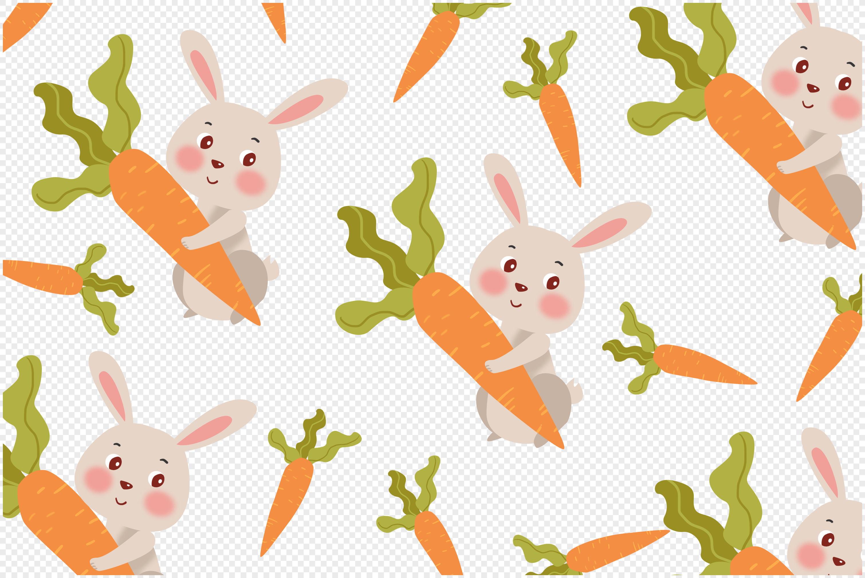 Кролик с мандаринами рисунок