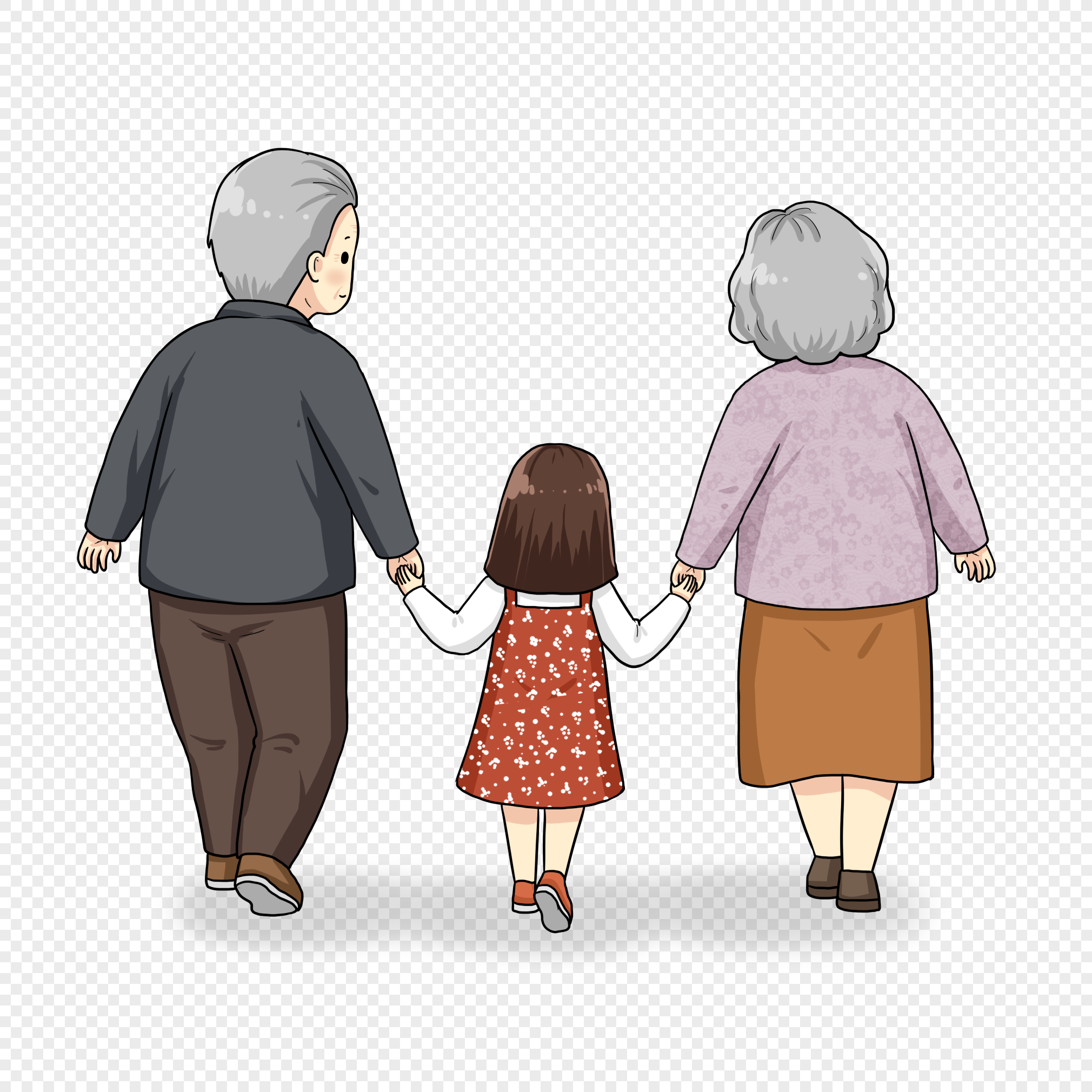 Бабушка с дедушкой за руку