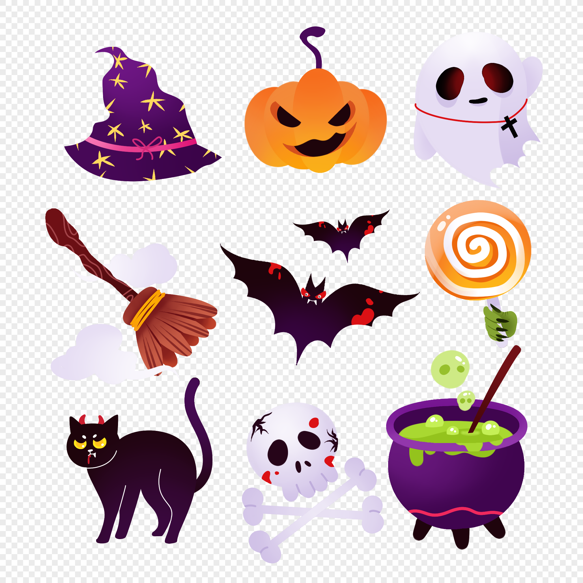 Hand Drawn Halloween PNG Images With Transparent Background | Free ...