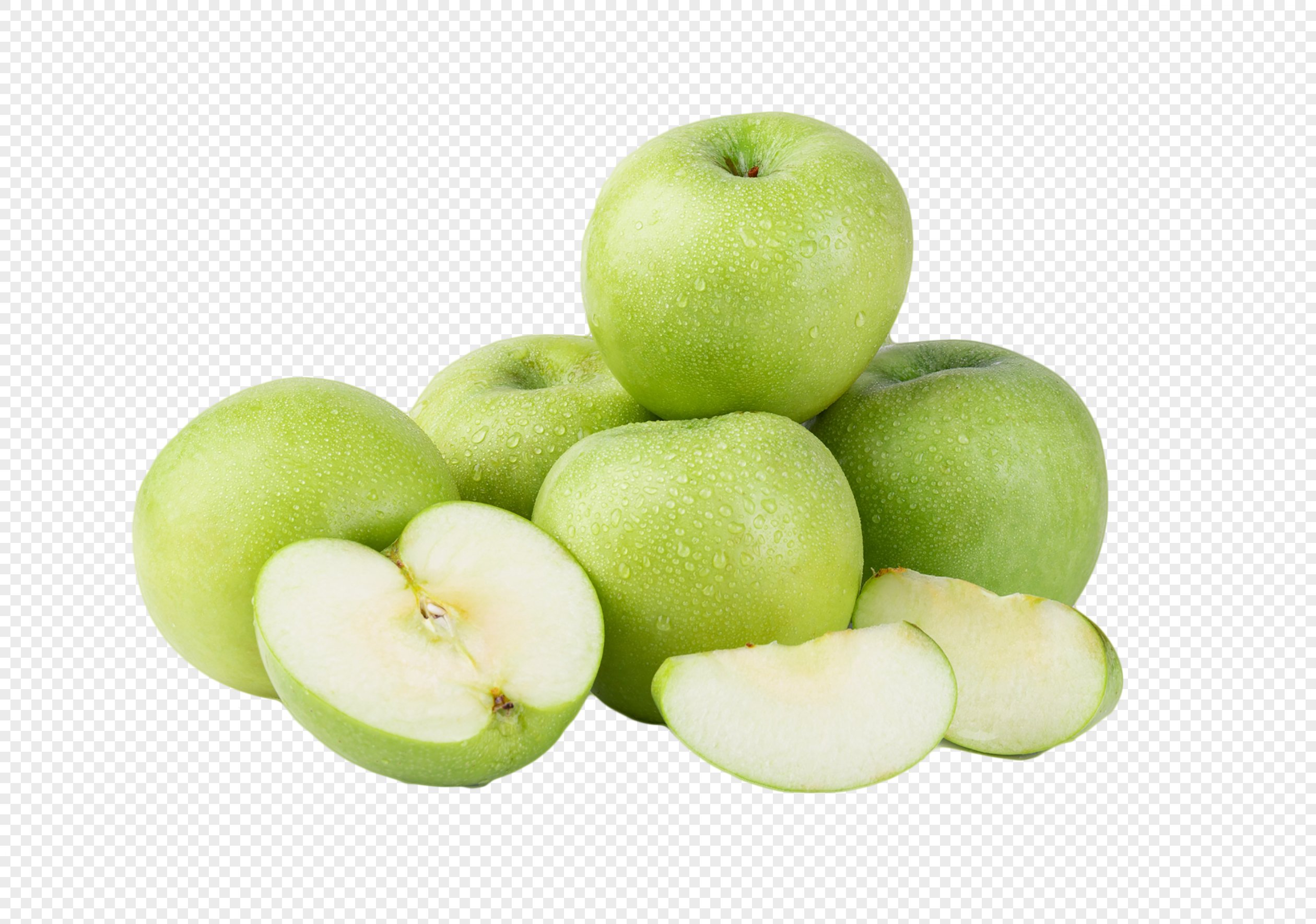 Táo xanh (Green apples): Táo xanh là một trong những loại trái cây tươi ngon và bổ dưỡng nhất. Họa sĩ đã tái hiện các hình ảnh táo xanh với độ phân giải cao và nền trong suốt, giúp bạn nhìn thấy từng chi tiết của trái cây này.