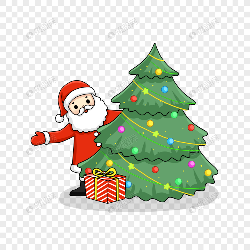 ảnh Cây Thông Noel Và ông Già Noel PNG, qua png, quà giáng sinh png, logo noel png