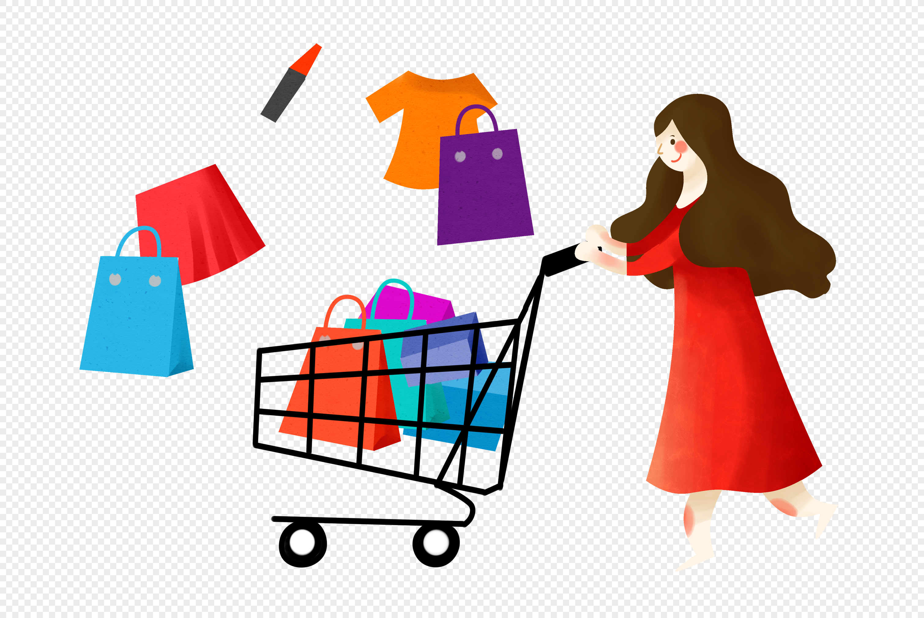 Girl, Shopping, Drawing, Logo, Woman, Shopping Bag, Online Shopping,  Cartoon transparent background PNG clipart | HiClipart