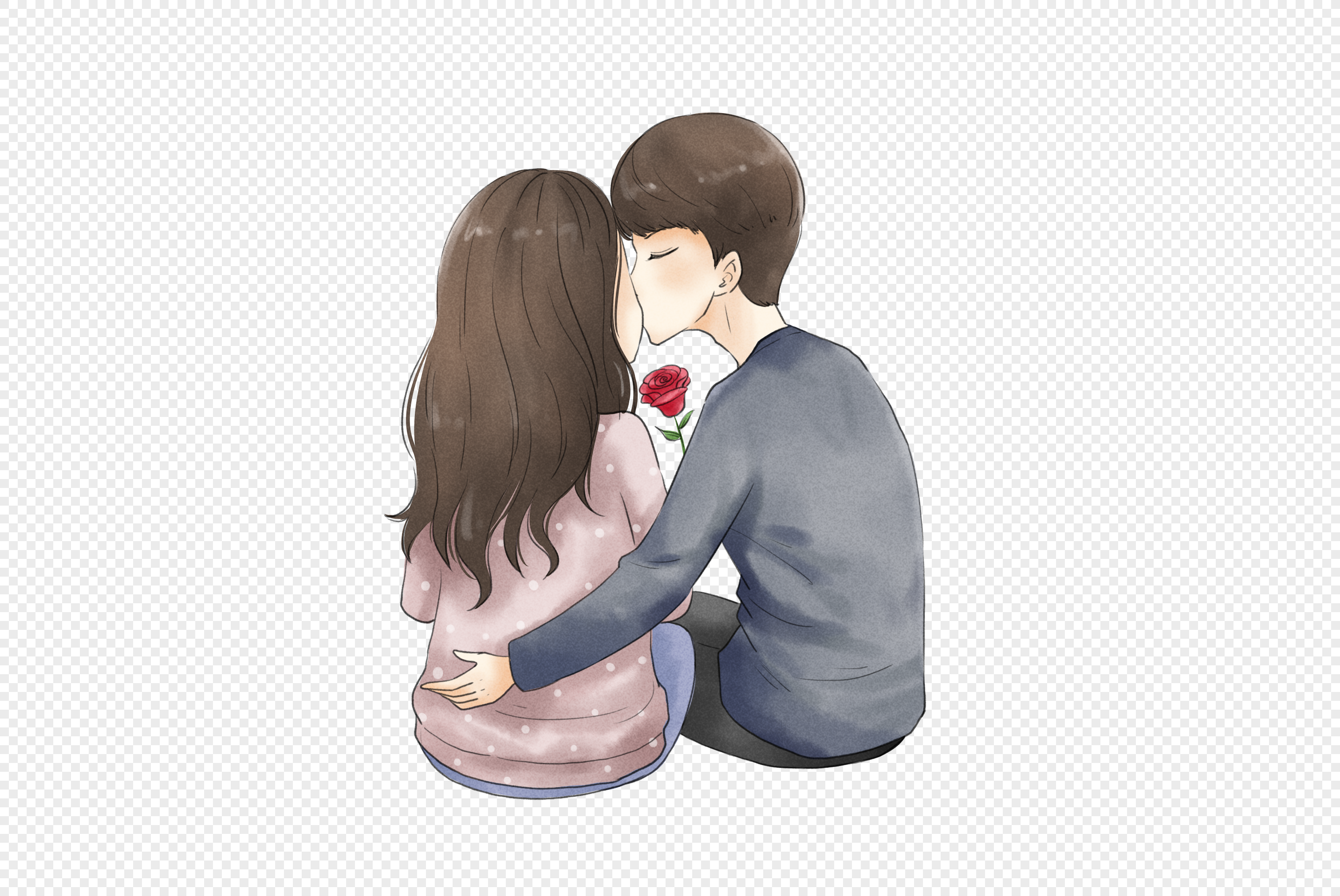 Couple Kiss PNG Picture, Couple Kiss Cartoon Anime Style, Sweet