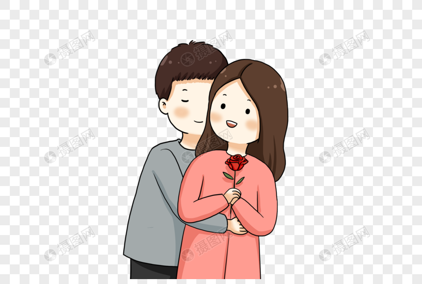 Boy Hugging Girl Holding Rose In Hand Png Image Psd File Free Download Lovepik