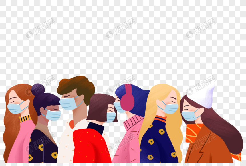 Download Crowd of people wearing masks png image_picture free ...