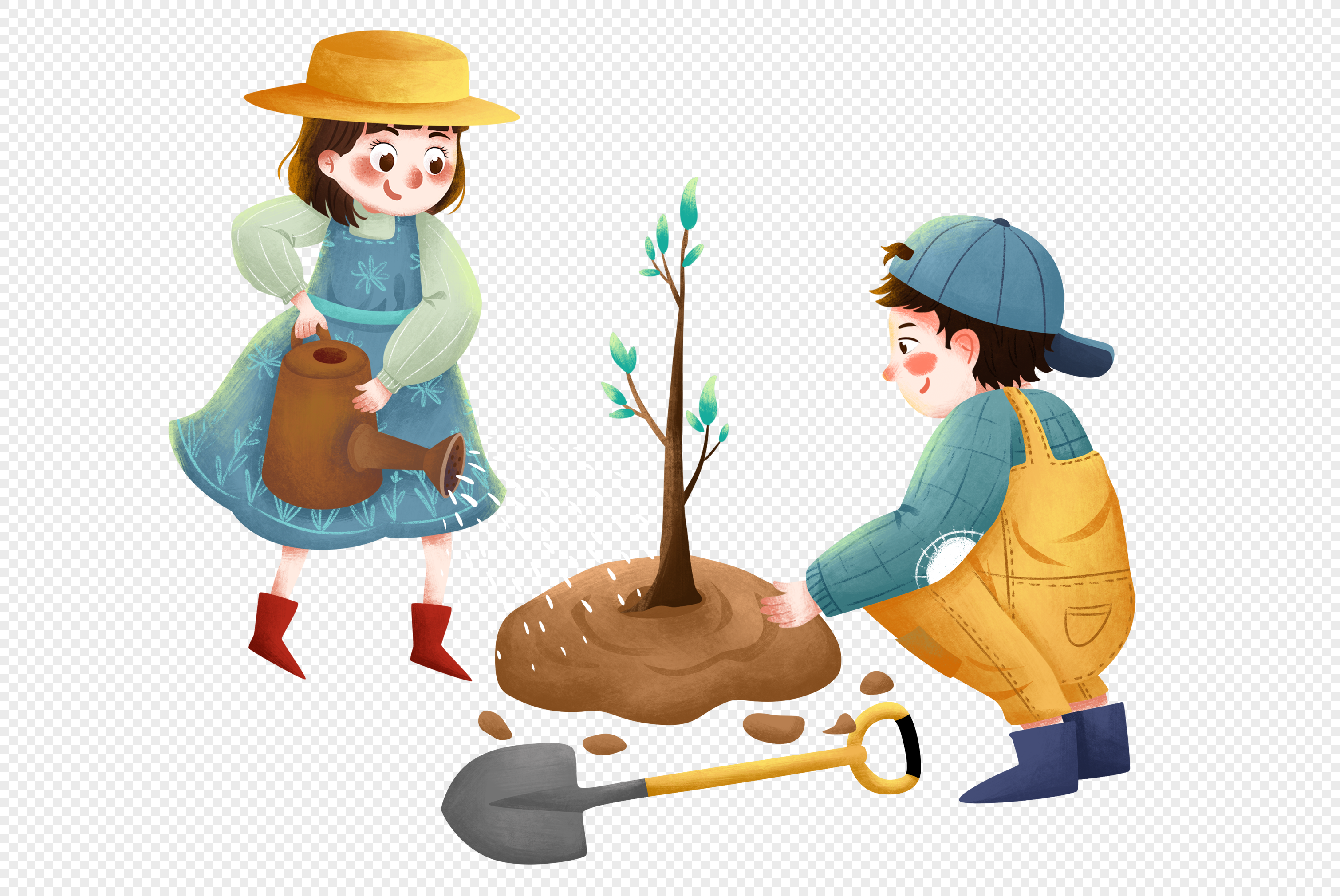 Mga Puno Ng Pagtatanim Ng Arbor Day Kids Larawan_Numero ng Graphics